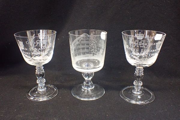 A PAIR OF THOMAS GOODE CORONATION GOBLETS