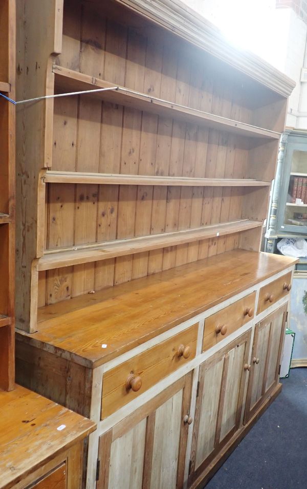 A LARGE LATE VICTORIAN COUNTRY DRESSER