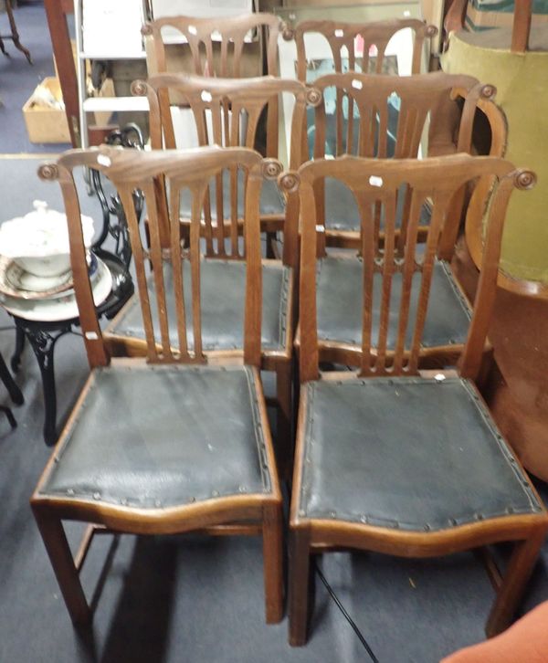 A SET OF SIX OAK MID 18th CENTURY STYLE DINING CHAIRS