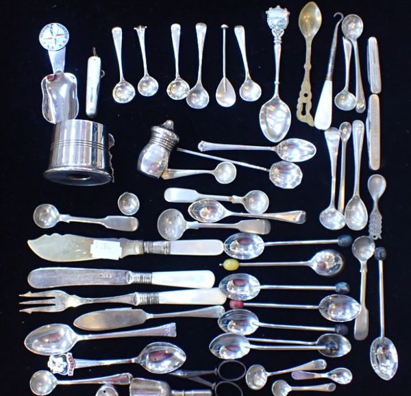 A COLLECTION OF SILVER CRUET SPOONS