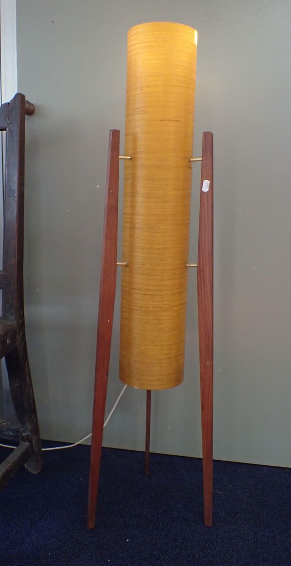 A 1960S FLOOR LAMP WITH ORANGE  FIBREGLASS SHADE