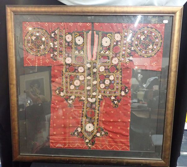 A FRAMED TIBETAN GARMENT