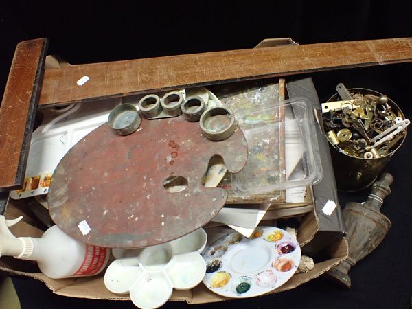 A COLLECTION OF ARTIST'S MATERIALS, AND IRONMONGERY