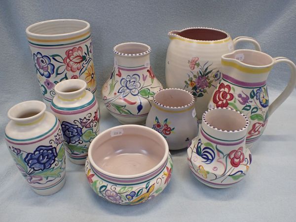 A COLLECTION OF POOLE POTTERY VASES  AND JUGS