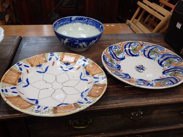 TWO 19th CENTURY EUROPEAN DELFTWARE DISHES