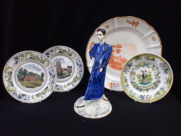 A NYMPHENBURG PLATTER AND THREE CHOISY LE ROIL PLATES