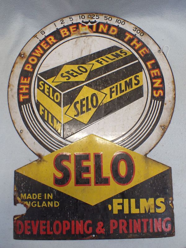 A 'SELO FILMS'  PHOTOGRAPHY ENAMEL ADVERTISING SIGN