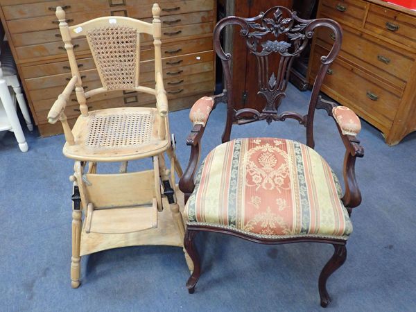 AN EDWARDIAN METAMORPHIC HIGH CHAIR