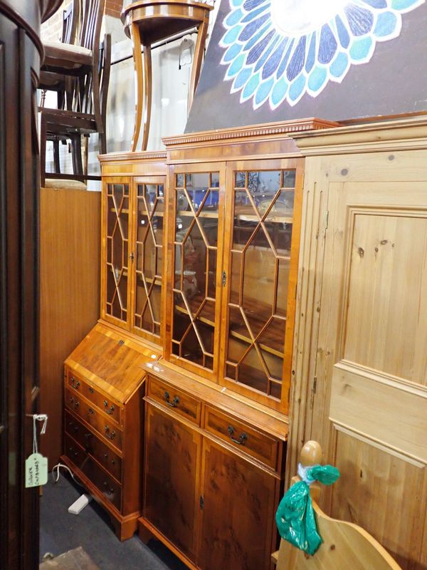 A MATCHING BUREAU BOOKCASE AND DISPLAY CABINET