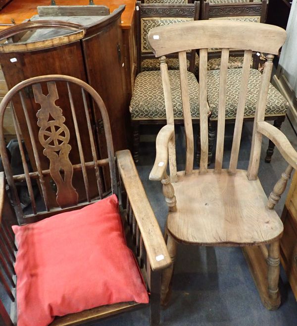 A SET OF SIX LATE VICTORIAN OAK DINING CHAIRS