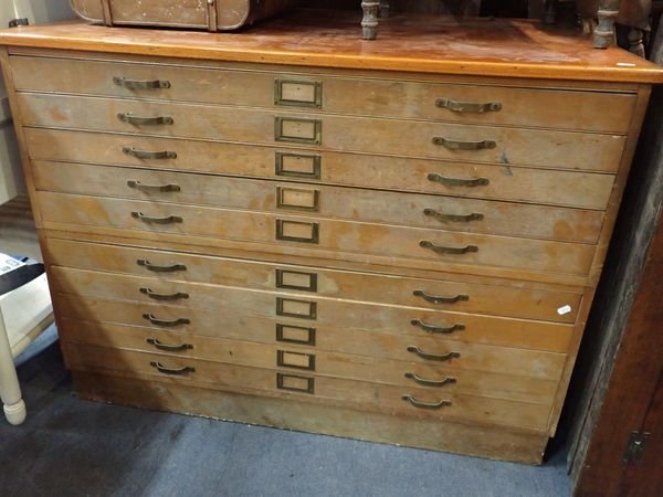 A TEAK PLAN CHEST