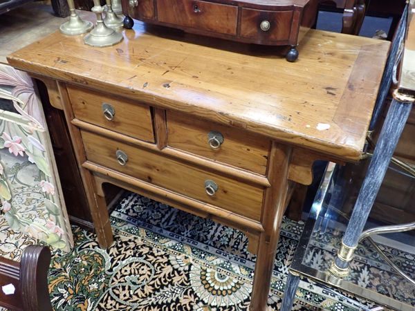 A CHINESE CHEST WITH THREE DRAWERS