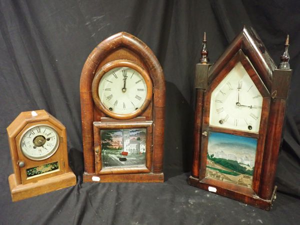 THREE VARIOUS AMERICAN MAHOGANY CASED MANTEL CLOCKS