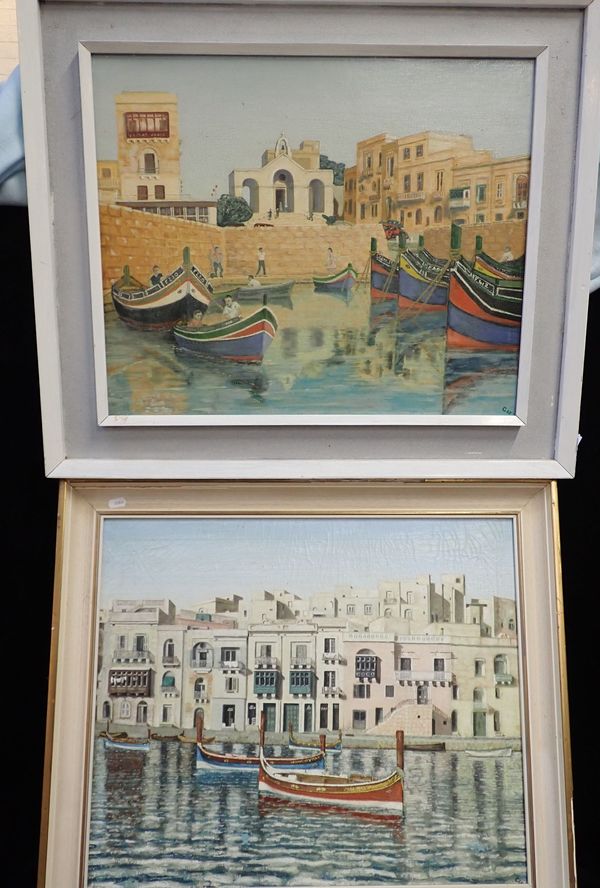 TWO COLOURFUL MEDITERRANEAN HARBOUR SCENES