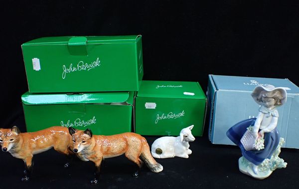 TWO JOHN BESWICK FOXES AND GOAT