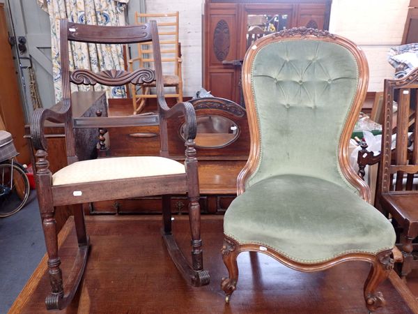 A REGENCY MAHOGANY ROCKING CHAIR