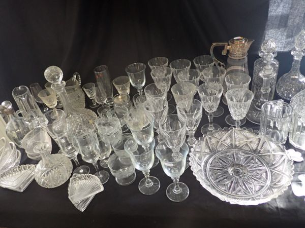 A SET OF TEN CUT-GLASS WINE GLASSES