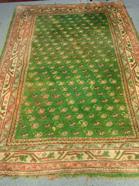 A GREEN GROUND RUG