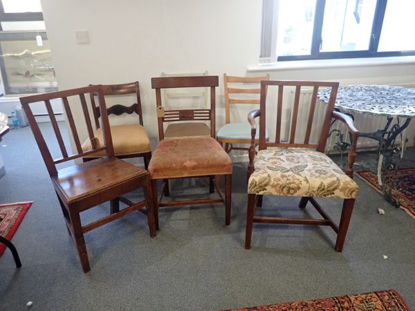 A GROUP OF SIX ASSORTED DINING CHAIRS