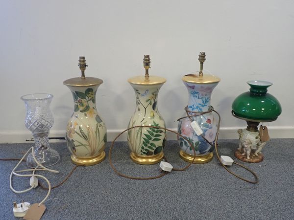 A GROUP OF THREE VASE LAMPS