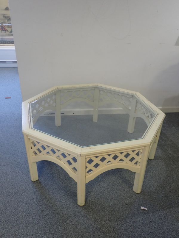 A WHITE-PAINTED OCTAGONAL COFFEE TABLE
