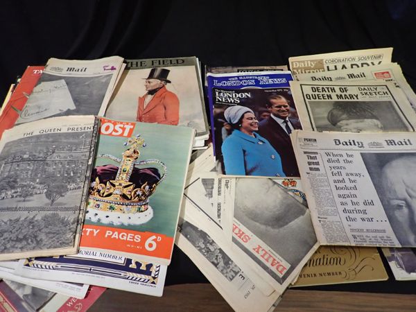 A SMALL COLLECTION OF NEWSPAPERS AND MAGAZINES FROM THE MID 20TH CENTURY RELATING TO THE ROYAL FAMILY