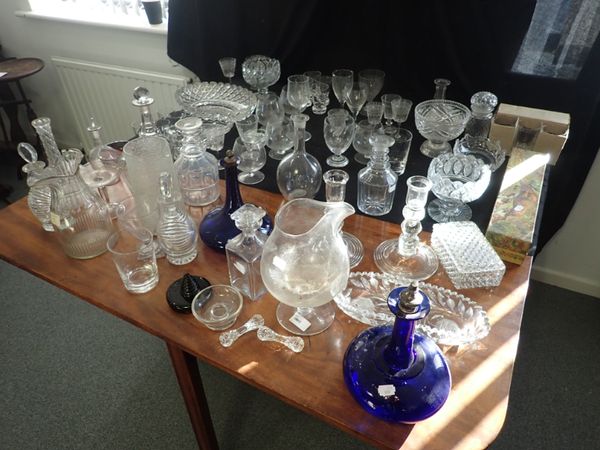 A COLLECTION OF GLASS DECANTERS AND OTHER CLASSWARE