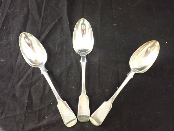 A SET OF FIVE VICTORIAN SCOTTISH SILVER SERVING SPOONS