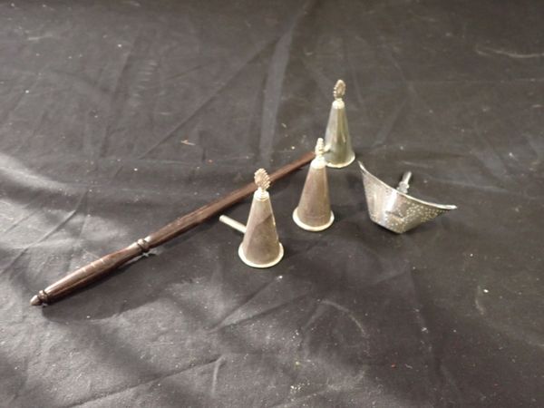 THREE SILVER CANDLE SNUFFERS