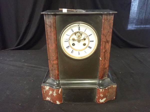 A FRENCH MARBLE MANTEL CLOCK