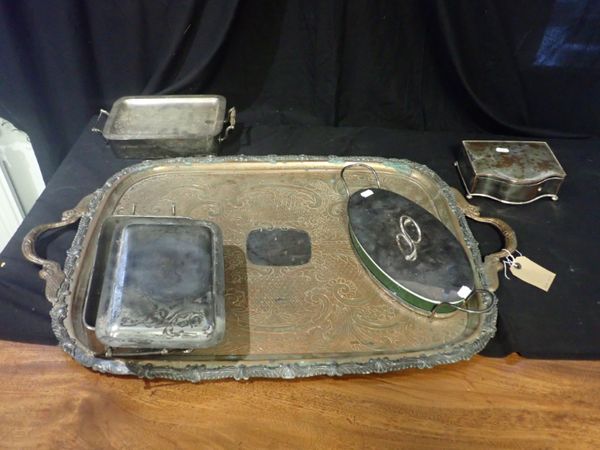 A LARGE SILVER-PLATED TRAY