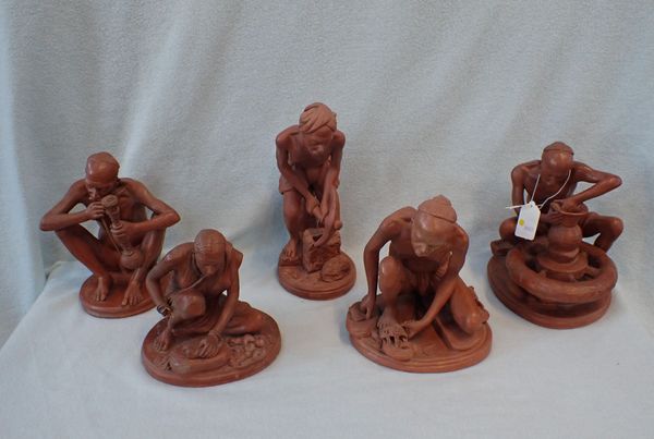 FIVE TERRACOTTA FIGURAL STUDIES