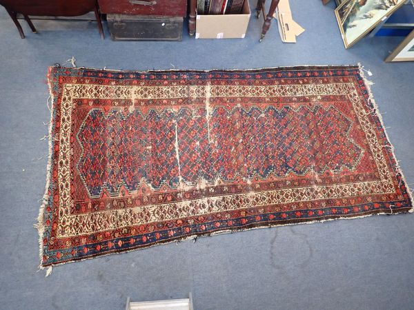 A PERSIAN RUNNER, RED AND BLUE