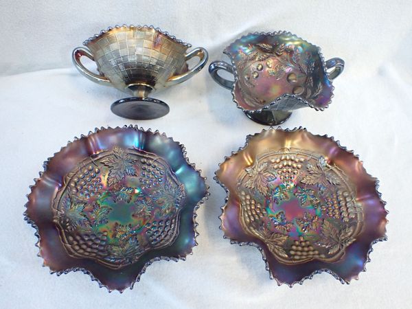 FOUR NORTHWOOD CARNIVAL GLASS DISHES