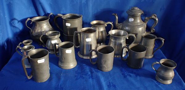 A COLLECTION OF PEWTER TANKARDS