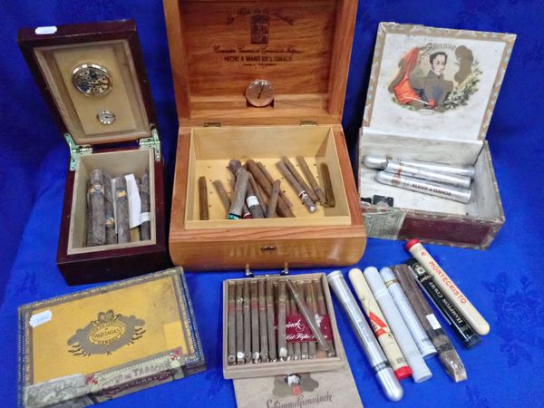 A HUMIDOR, ANOTHER SMALLER