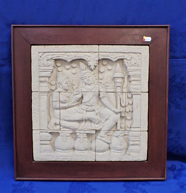 A JAVANESE BUDDHIST CAST STONE RELIEF