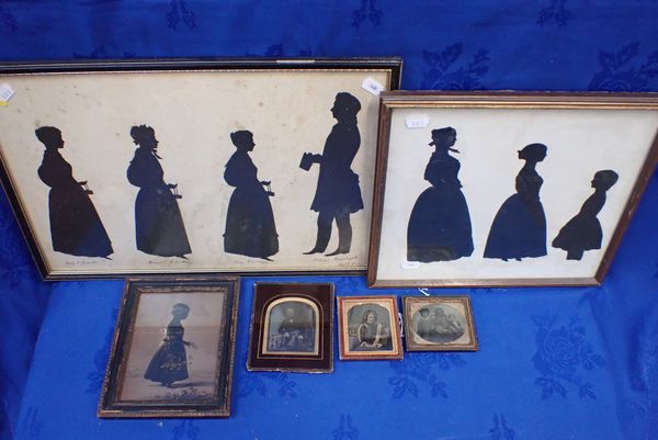 A 19TH CENTURY SILHOUETTE TRIPLE PORTRAIT