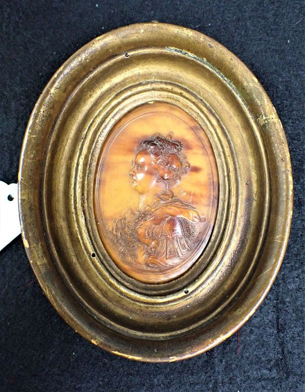 A PRESSED HORN OR TORTOISESHELL PORTRAIT OF CATHERINE THE GREAT