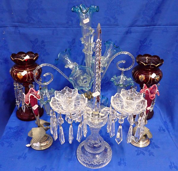 A  REGENCY STYLE CUT GLASS CANDELABRA