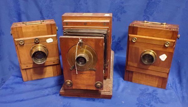 TWO EARLY 20th CENTURY METAL BOUND PLATE CAMERAS