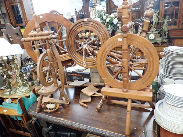 A COLLECTION SPINNING WHEELS