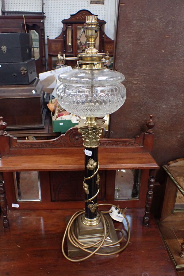 A TABLE LAMP, CONVERTED  FROM A VICTORIAN OIL LAMP