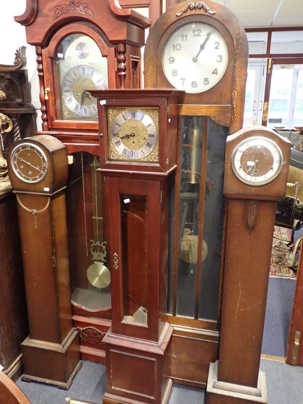 A 1920S OAK-CASED LONGCASE CLOCK