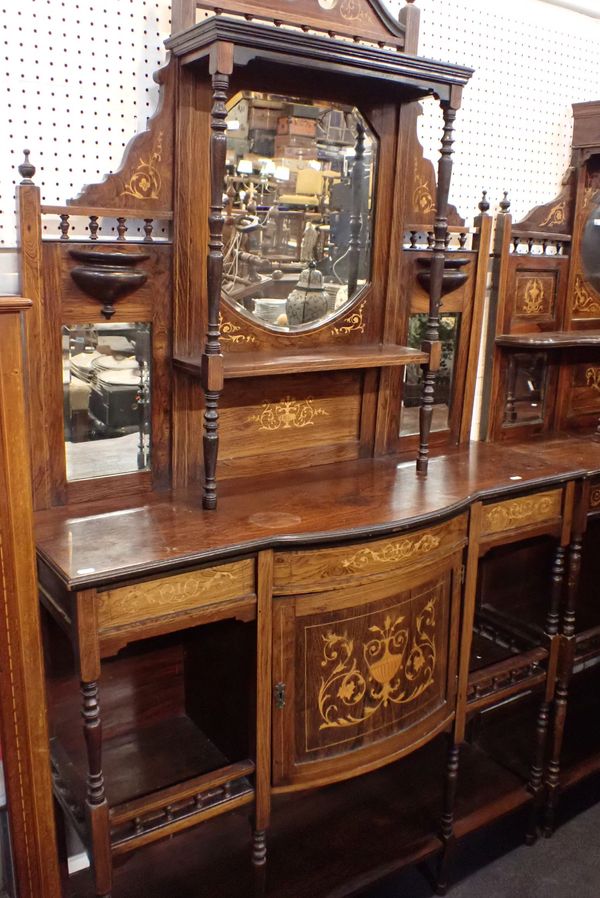 A LATE VICTORIAN ROSEWOOD AND MARQUETRY PARLOUR CABINET