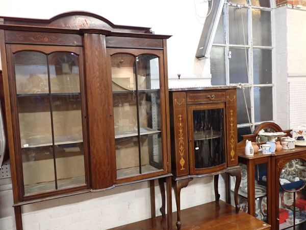 THREE EDWARDIAN MAHOGANY DISPLAY CABINETS