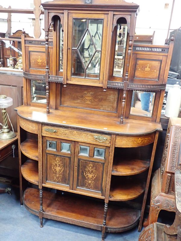 A LATE VICTORIAN ROSEWOOD AND MARQUETRY PARLOUR CABINET