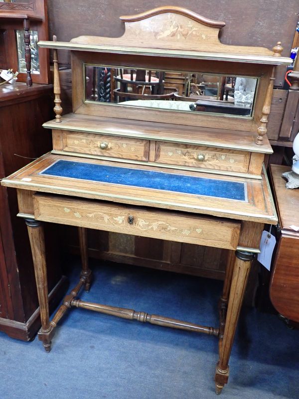 A LATE 19TH CENTURY ROSEWOOD AND BRASS-MOUNTED WRITING DESK