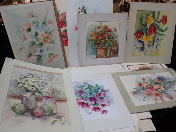 SUE ELLEN WILDER (20TH CENTURY) FLORAL STUDIES, WATERCOLOURS