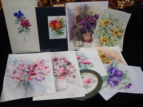 SUE ELLEN WILDER (20TH CENTURY): FLORAL STUDIES, WATERCOLOURS